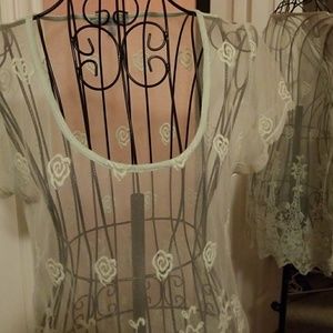 Sheer lace top pale green never worn